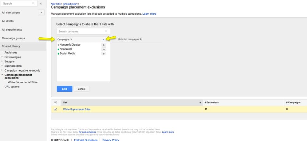 adwords exclusion lists