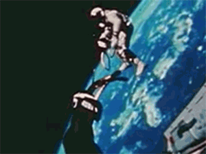 Astronaut saluting in space gif